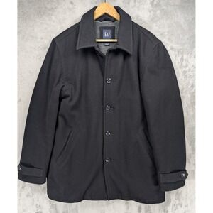 Gap Wool Blend Single Button Row Peacoat Men's Size Small Sherpa Lined Black